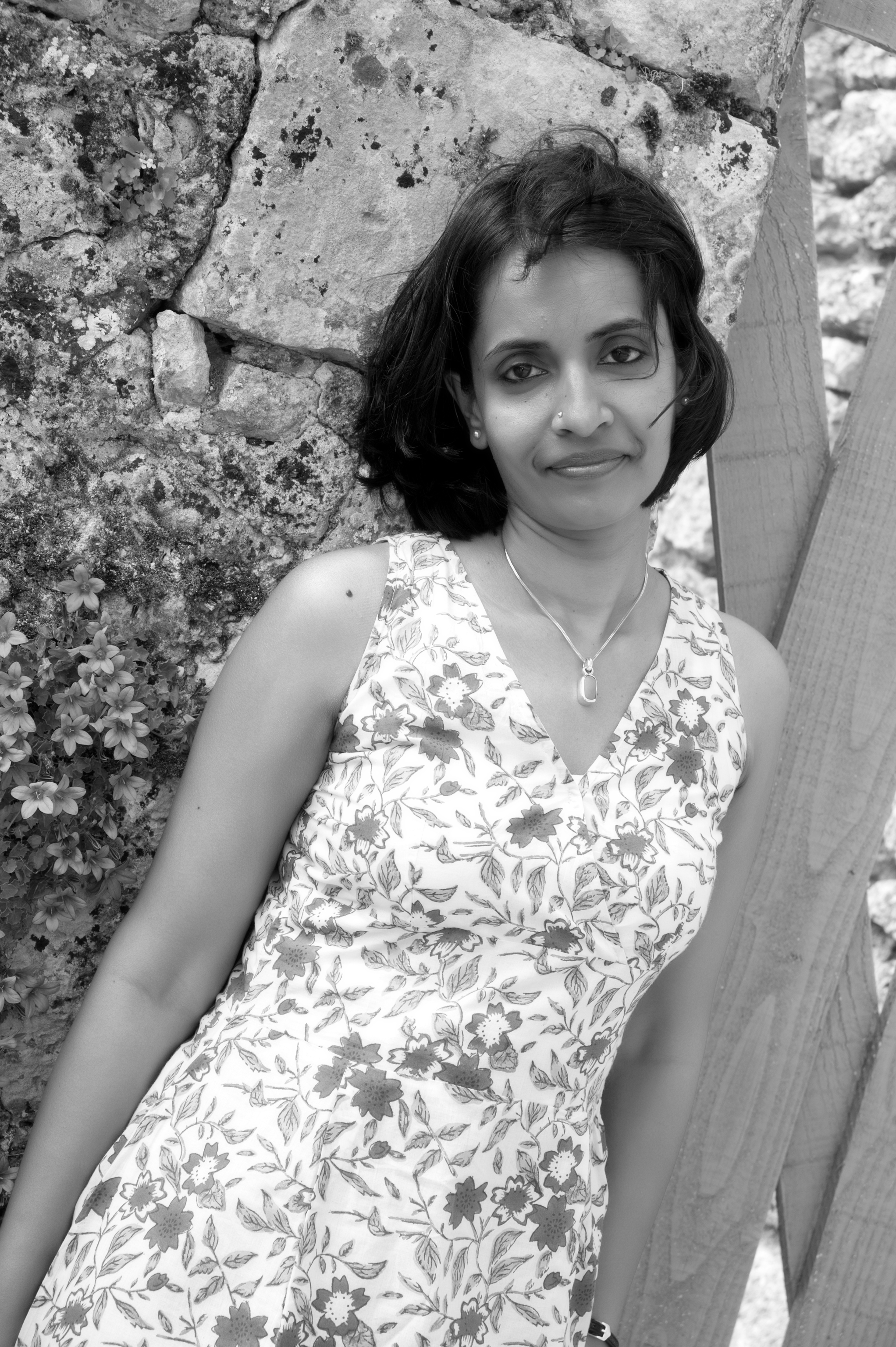Black and white photo of Anupama Raju 