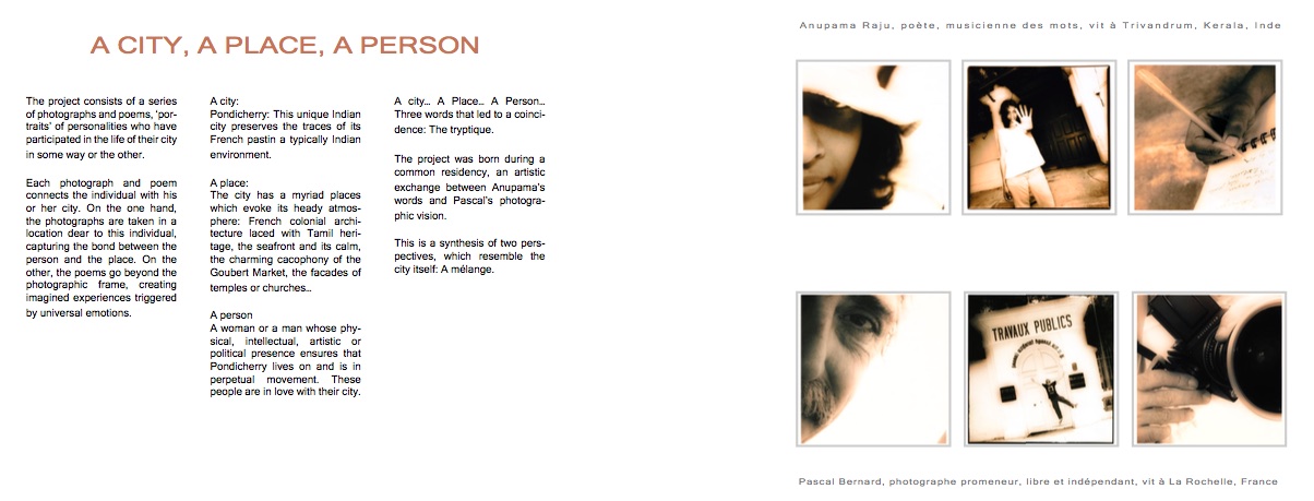A description of Anupama Raju and Pascal Bernard's One City, One Place, One Person, or Une Ville, Un Lieu, Une Personne